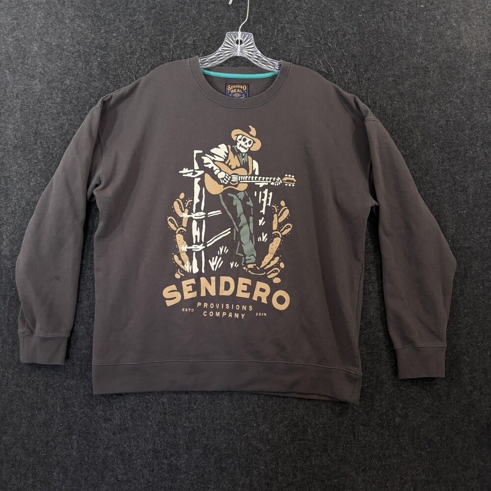 Sendero Provisions Co Sweatshirt Men's XL Gray Skeleton Cowboy Graphic Fleece
